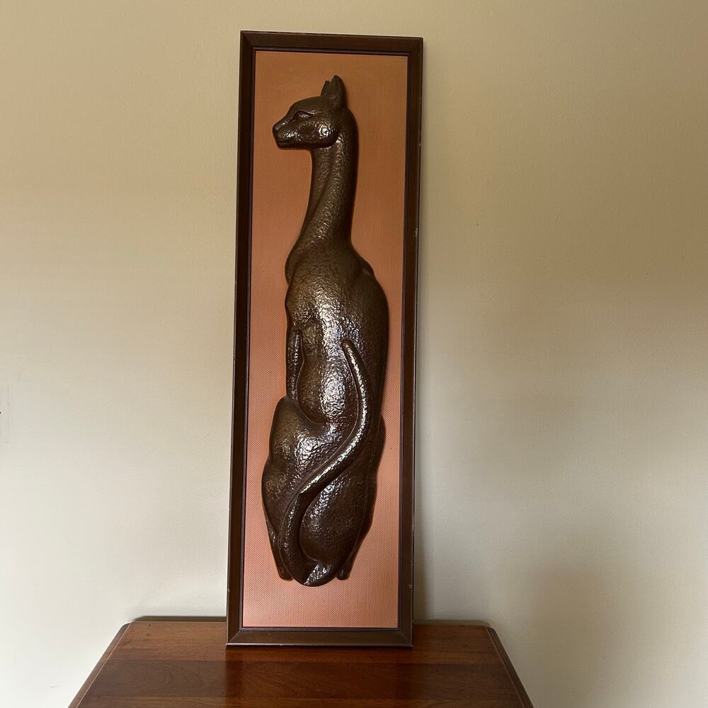 Vintage Siamese Cat Figurine Dark Copper Tone Mid Century Modern Art Deco Art